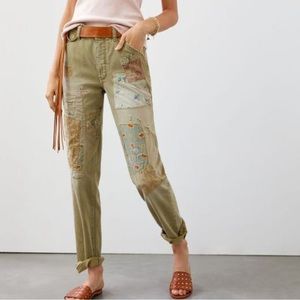 Pilcro the wanderer patchwork barrel pant
